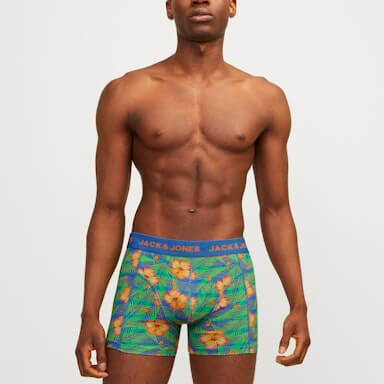Jack & Jones 3 Pack Jachawaii Trunks - Palace Blue / Irish Green