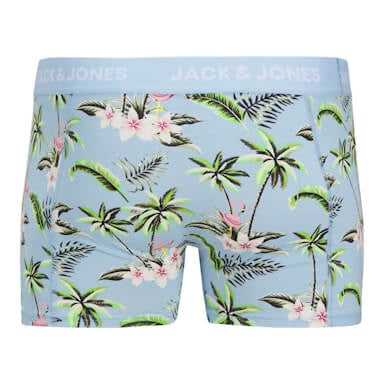 Jack & Jones Jacflower Bird Trunks 3 Pack Cotton Stretch Boxers - Chambray Blue