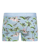Jack & Jones Jacflower Bird Trunks 3 Pack Cotton Stretch Boxers - Chambray Blue