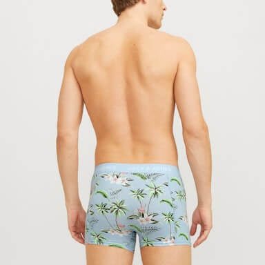 Jack & Jones Jacflower Bird Trunks 3 Pack Cotton Stretch Boxers - Chambray Blue