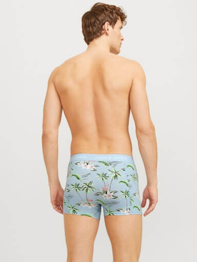 Jack & Jones Jacflower Bird Trunks 3 Pack Cotton Stretch Boxers - Chambray Blue