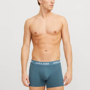 Jack & Jones Jacflower Bird Trunks 3 Pack Cotton Stretch Boxers - Chambray Blue