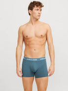 Jack & Jones Jacflower Bird Trunks 3 Pack Cotton Stretch Boxers - Chambray Blue