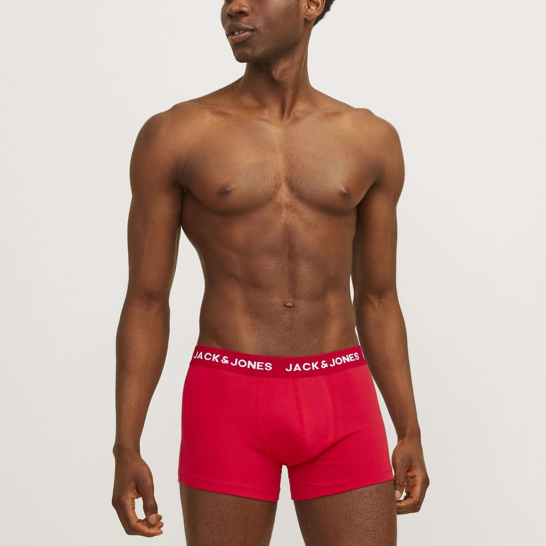 Jack & Jones Jaclarry 5 Pack Cotton Stretch Trunks - Tango Red