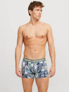 Jack & Jones Jacbrady Flower 3 Pack Cotton Stretch Trunks - Black / Multi Print