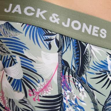 Jack & Jones Jacbrady Flower 3 Pack Cotton Stretch Trunks - Black / Multi Print