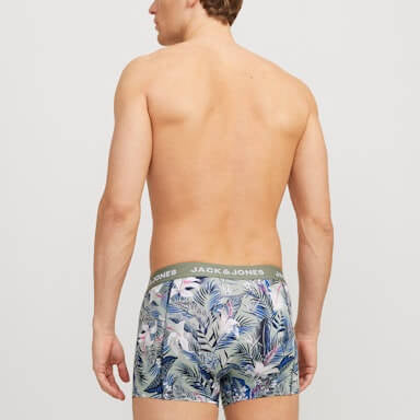 Jack & Jones Jacbrady Flower 3 Pack Cotton Stretch Trunks - Black / Multi Print