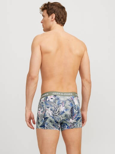 Jack & Jones Jacbrady Flower 3 Pack Cotton Stretch Trunks - Black / Multi Print