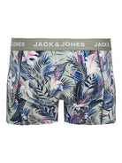 Jack & Jones Jacbrady Flower 3 Pack Cotton Stretch Trunks - Black / Multi Print