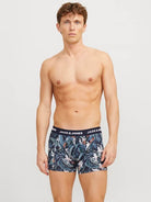 Jack & Jones Jacbrady Flower 3 Pack Cotton Stretch Trunks - Black / Multi Print