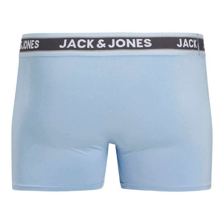 Jack & Jones Jacevan 5 Pack Cotton Stretch Trunks - Black /Oceanview / Green / Chambray blue