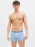 Jack & Jones Jacevan 5 Pack Cotton Stretch Trunks - Black /Oceanview / Green / Chambray blue