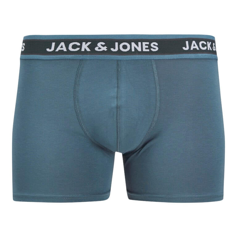Jack & Jones Jacevan 5 Pack Cotton Stretch Trunks - Black /Oceanview / Green / Chambray blue