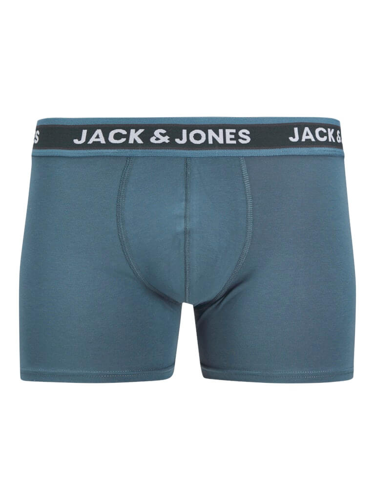 Jack & Jones Jacevan 5 Pack Cotton Stretch Trunks - Black /Oceanview / Green / Chambray blue