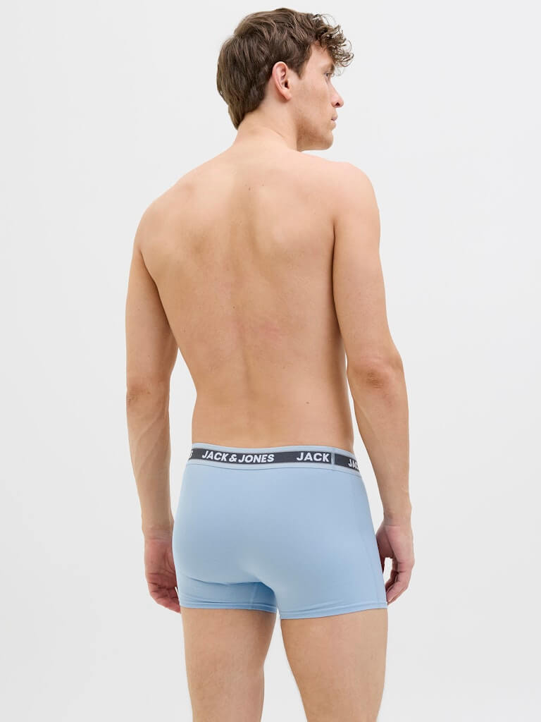 Jack & Jones Jacevan 5 Pack Cotton Stretch Trunks - Black /Oceanview / Green / Chambray blue