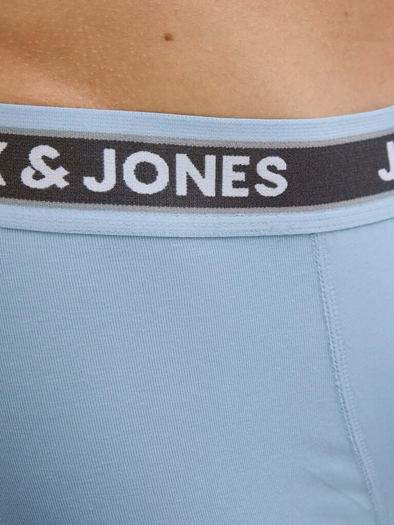 Jack & Jones Jacevan 5 Pack Cotton Stretch Trunks - Black /Oceanview / Green / Chambray blue