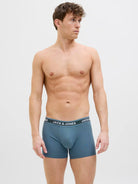 Jack & Jones Jacevan 5 Pack Cotton Stretch Trunks - Black /Oceanview / Green / Chambray blue