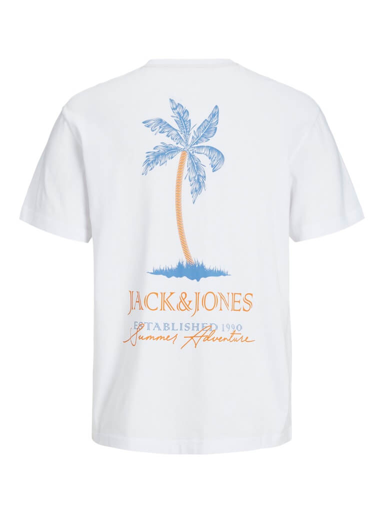 Jack & Jones 1 Pack JJSUMMER VIBES Crew Neck 100% Cotton T-Shirt - White