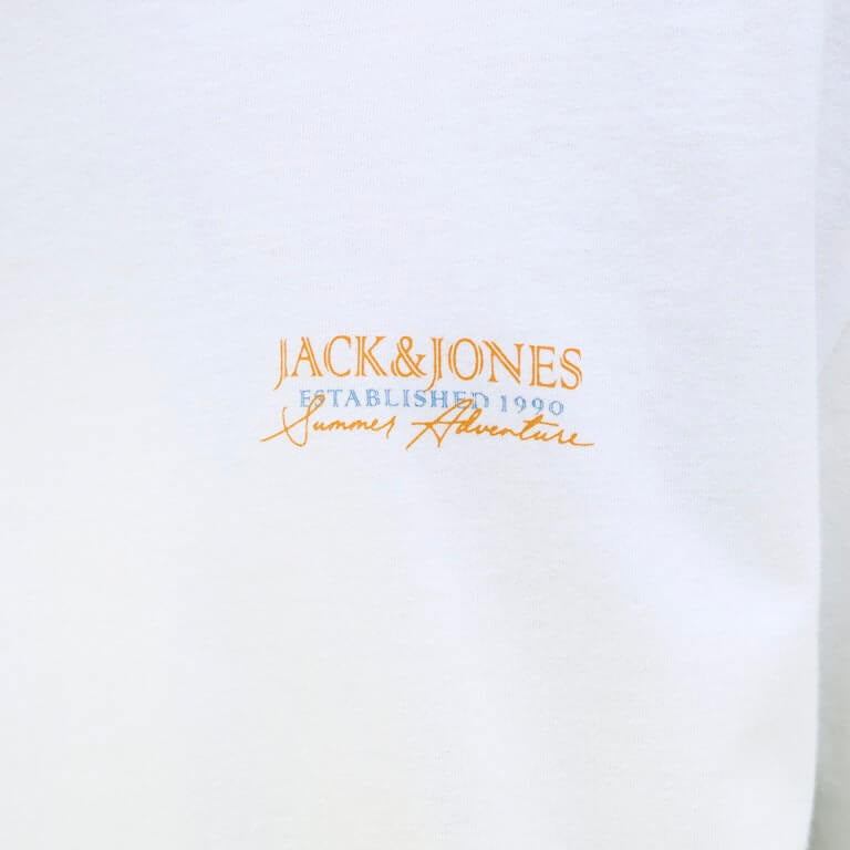 Jack & Jones 1 Pack JJSUMMER VIBES Crew Neck 100% Cotton T-Shirt - White