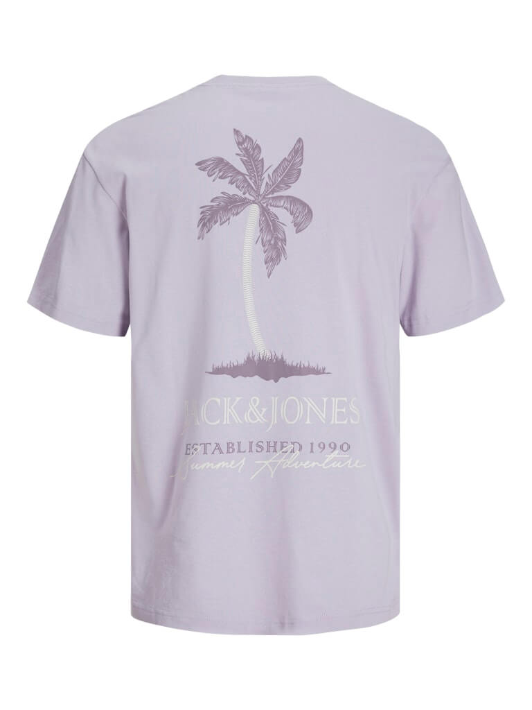 Jack & Jones 1 Pack JJSUMMER VIBES Crew Neck 100% Cotton T-Shirt - Lavender