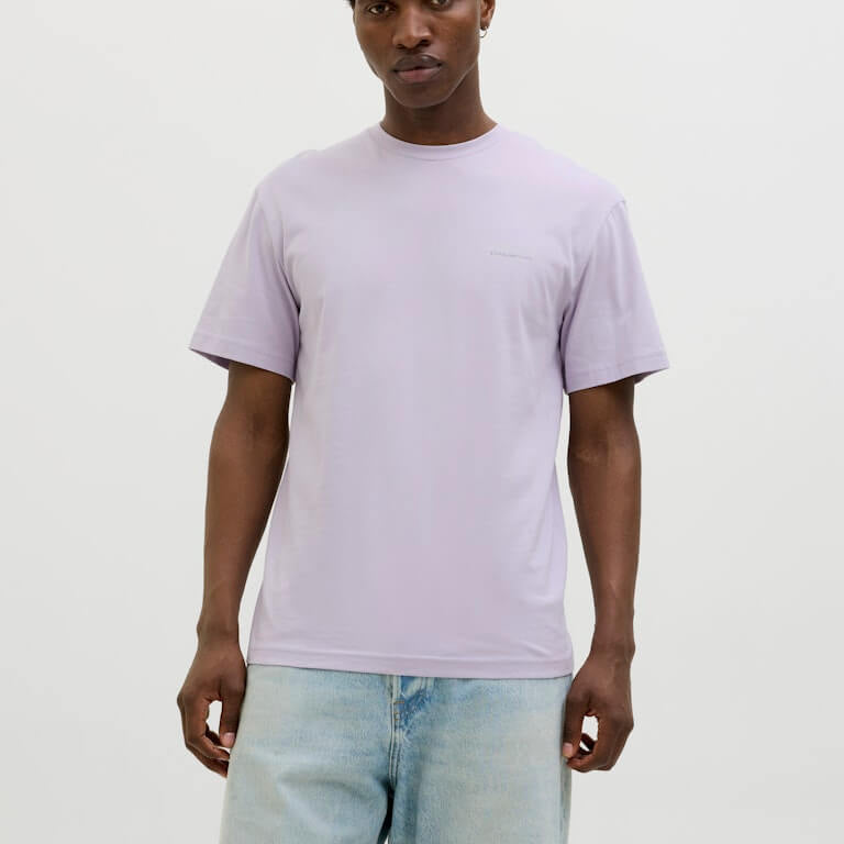 Jack & Jones 1 Pack JJSUMMER VIBES Crew Neck 100% Cotton T-Shirt - Lavender