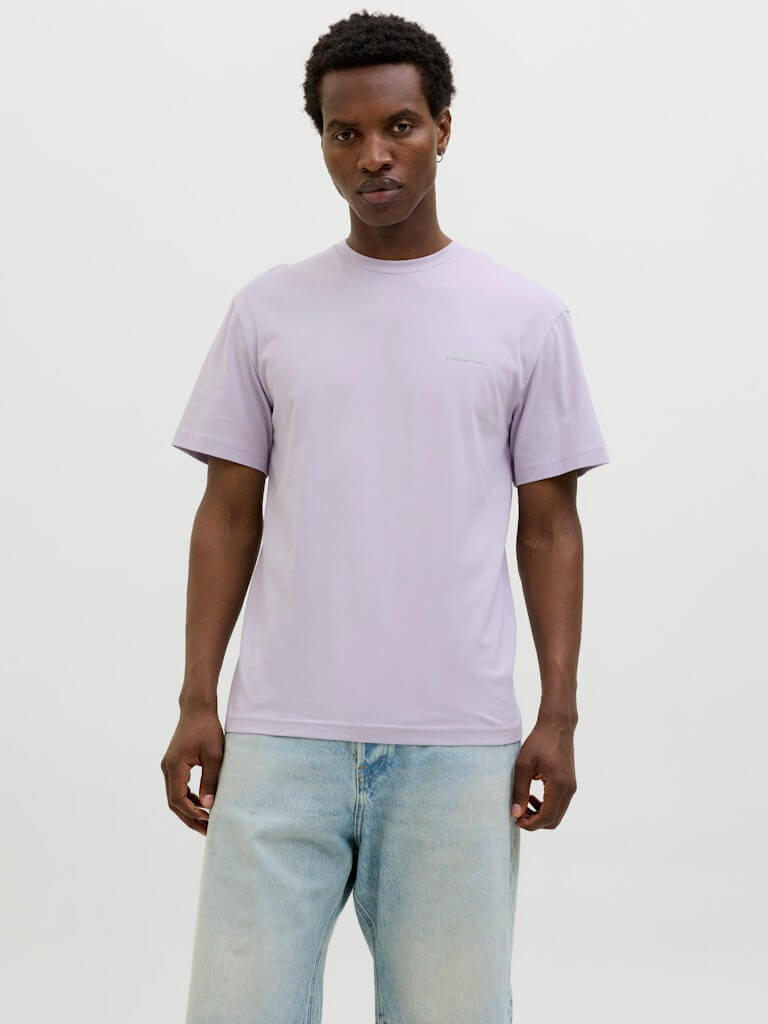 Jack & Jones 1 Pack JJSUMMER VIBES Crew Neck 100% Cotton T-Shirt - Lavender