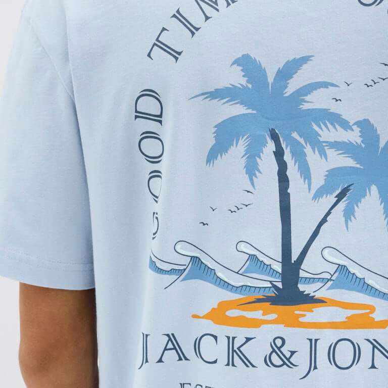 Jack & Jones 1 Pack JJSUMMER VIBES Crew Neck 100% Cotton T-Shirt - Blue