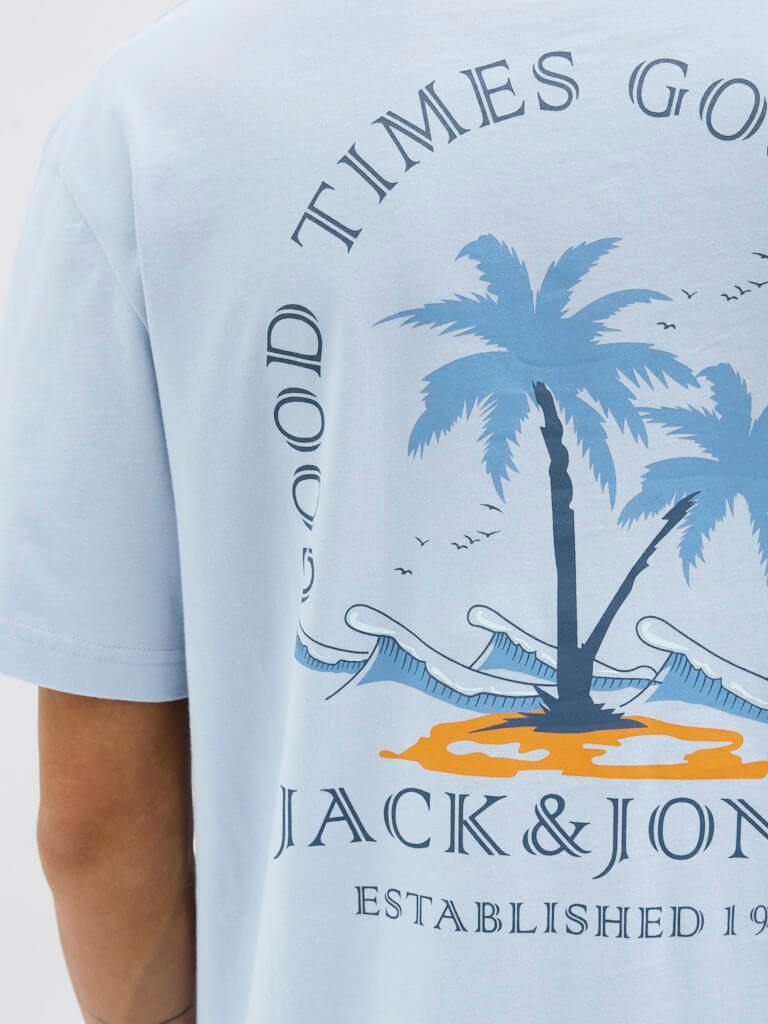 Jack & Jones 1 Pack JJSUMMER VIBES Crew Neck 100% Cotton T-Shirt - Blue