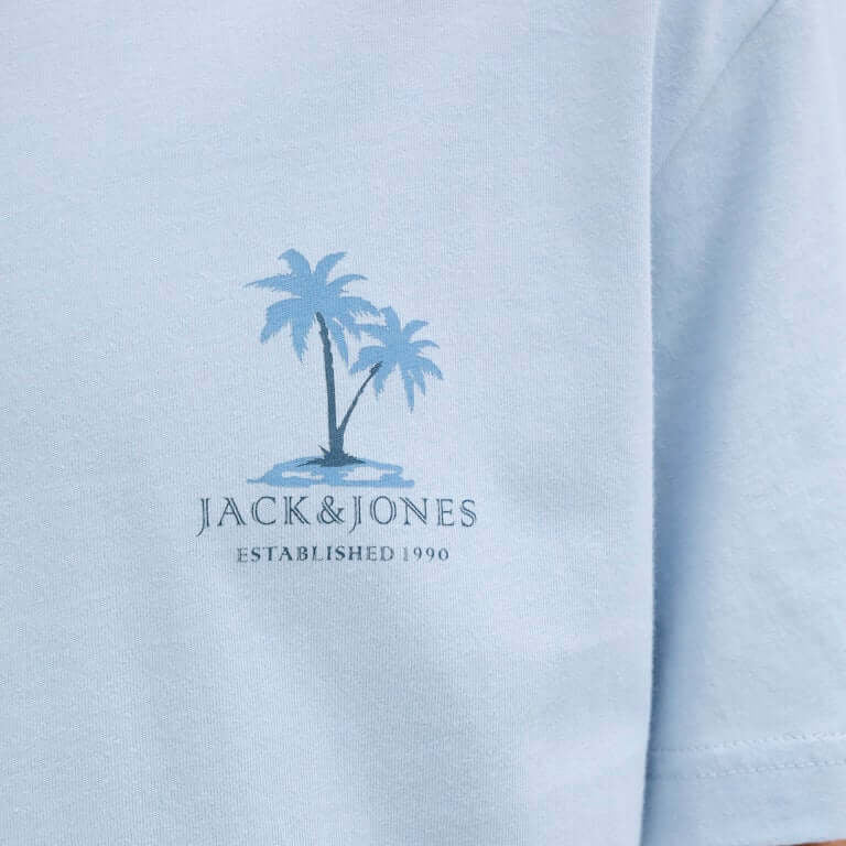 Jack & Jones 1 Pack JJSUMMER VIBES Crew Neck 100% Cotton T-Shirt - Blue