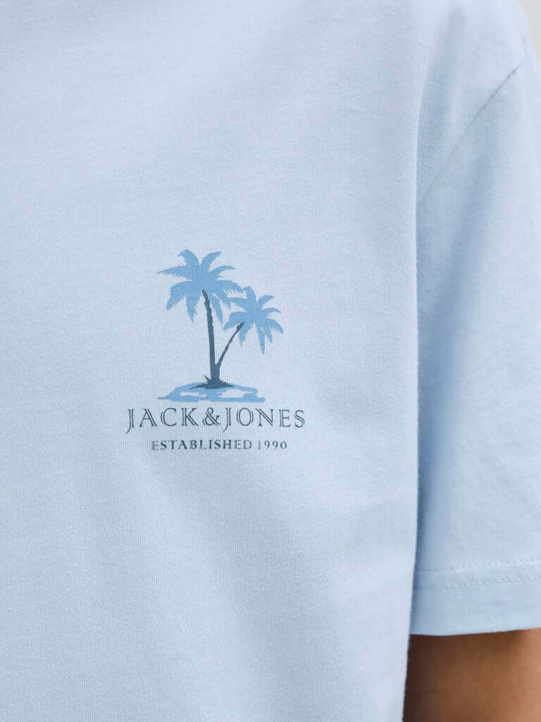 Jack & Jones 1 Pack JJSUMMER VIBES Crew Neck 100% Cotton T-Shirt - Blue