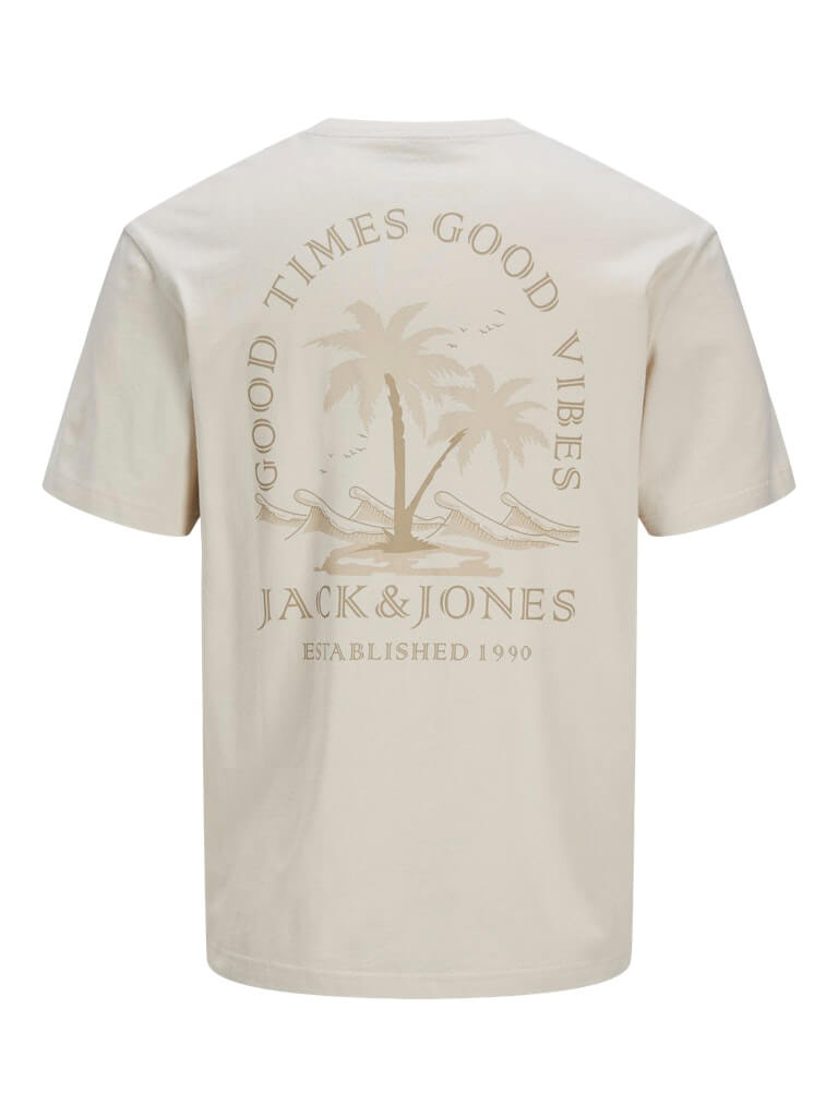 Jack & Jones 1 Pack JJSUMMER VIBES Crew Neck 100% Cotton T-Shirt - Moonbeam