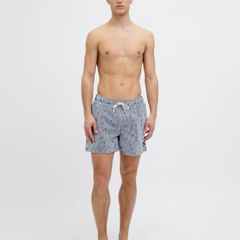 Jack & Jones Mini Stripe Swim Shorts - Navy Blazer