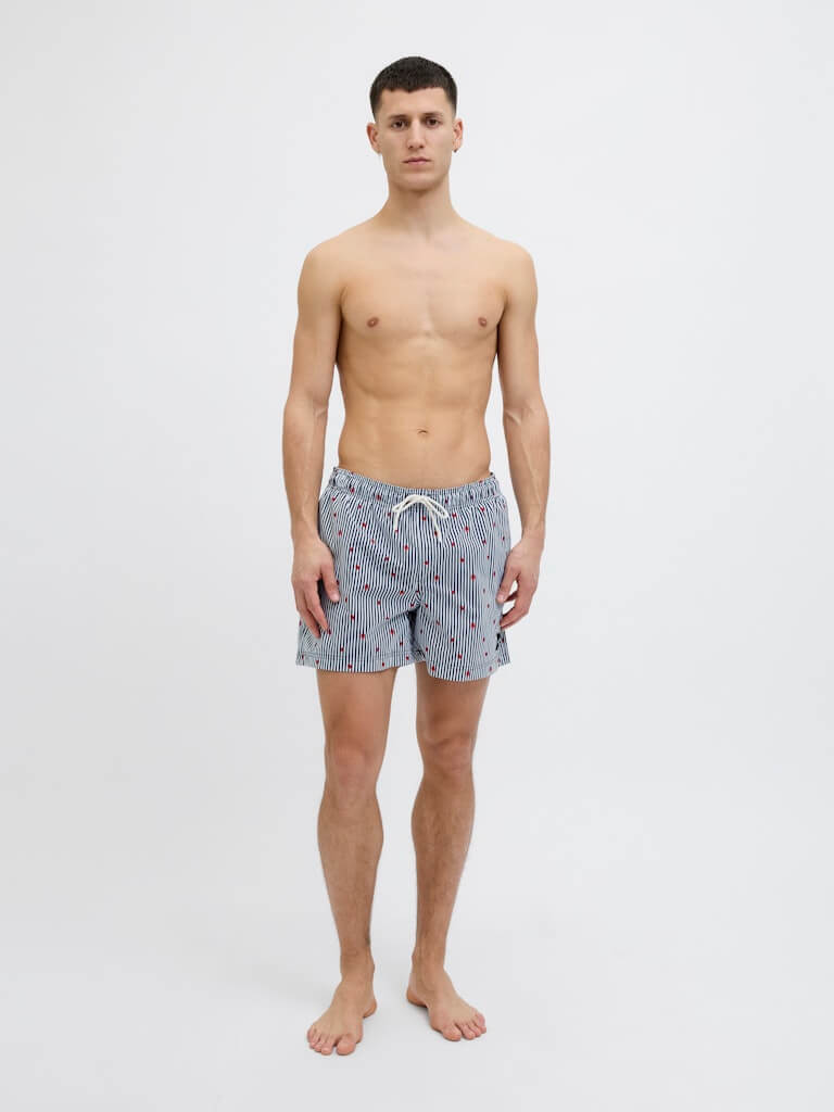 Jack & Jones Mini Stripe Swim Shorts - Navy Blazer