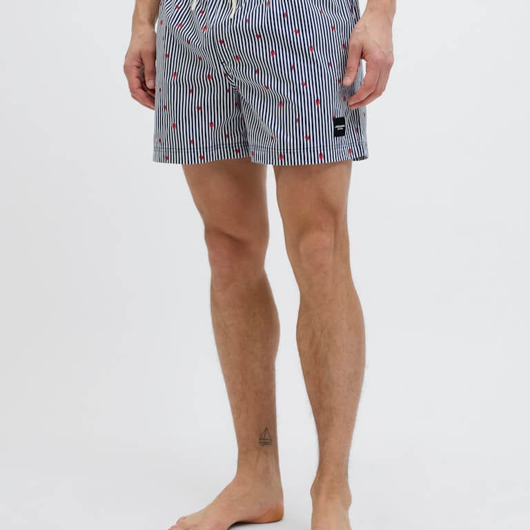 Jack & Jones Mini Stripe Swim Shorts - Navy Blazer