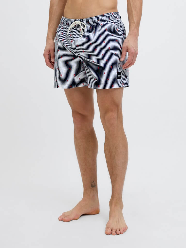 Jack & Jones Mini Stripe Swim Shorts - Navy Blazer