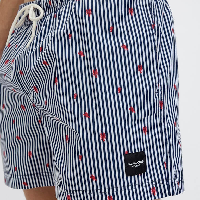 Jack & Jones Mini Stripe Swim Shorts - Navy Blazer