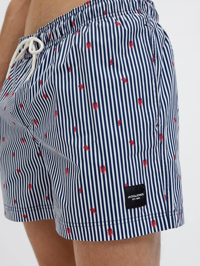 Jack & Jones Mini Stripe Swim Shorts - Navy Blazer