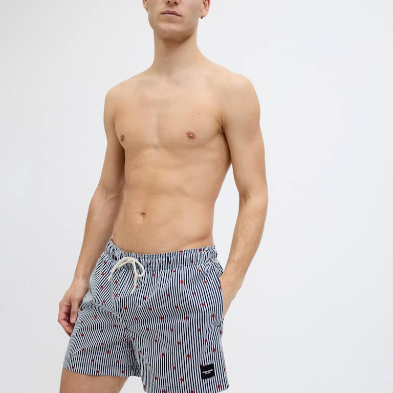 Jack & Jones Mini Stripe Swim Shorts - Navy Blazer