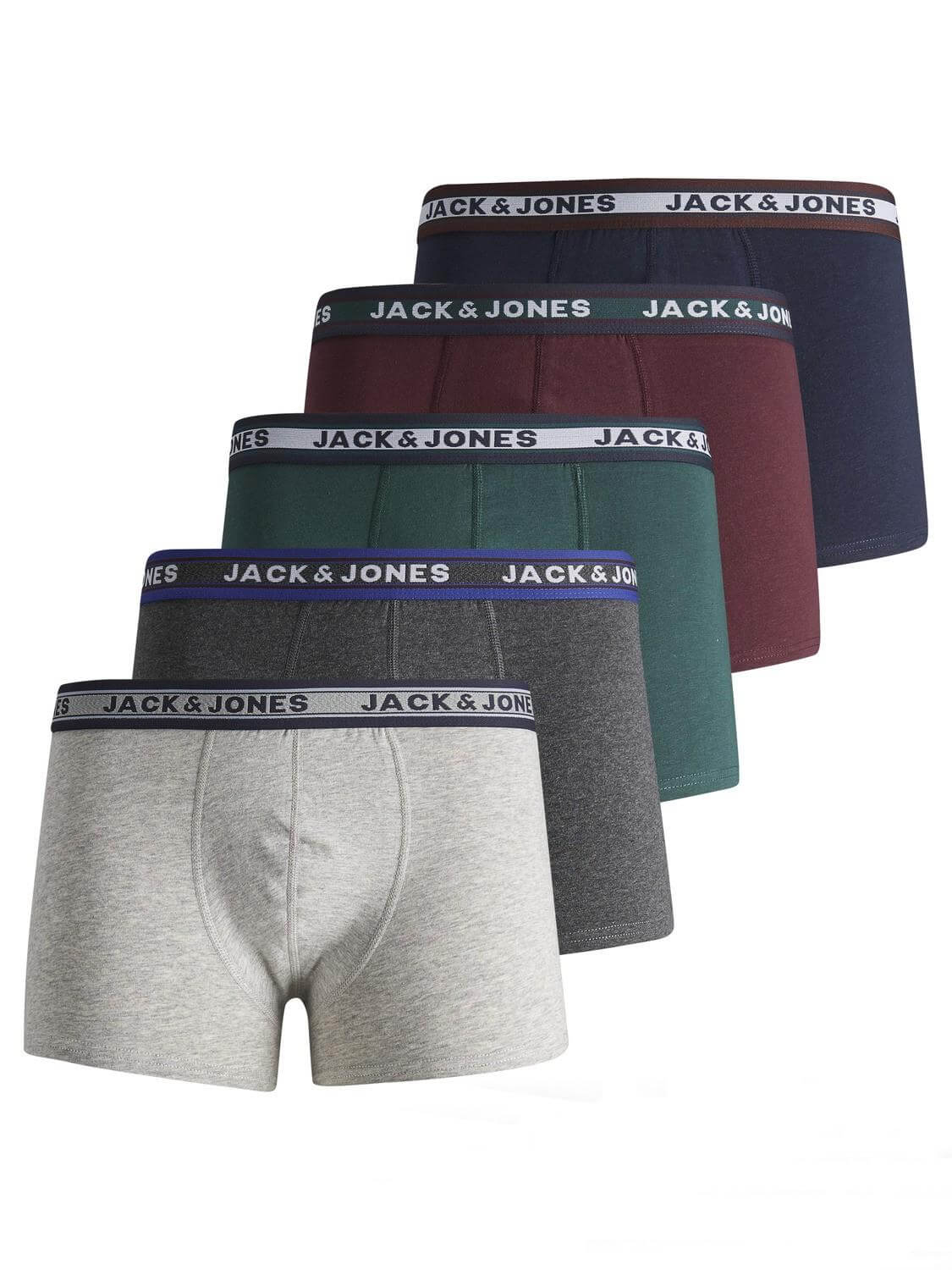 Jack & Jones Cotton Stretch Junior Trunks 5 Pack - Multi