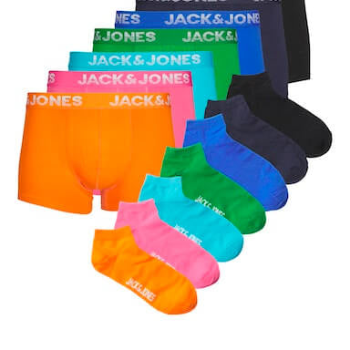 Jack & Jones Jaccole Travelkit 7 Pack Trunks and Socks - Multi Colour