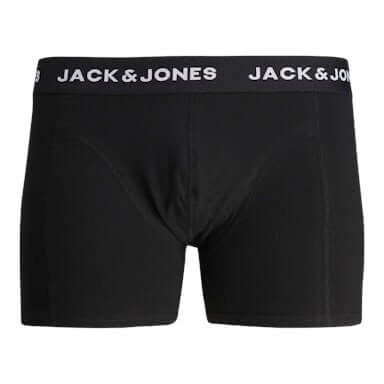 Jack & Jones Jacsolid Trunks 3 Pack Cotton Stretch Boxers - Black (Black and white wb)
