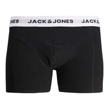 Jack & Jones Jacsolid Trunks 3 Pack Cotton Stretch Boxers - Black (Black and white wb)