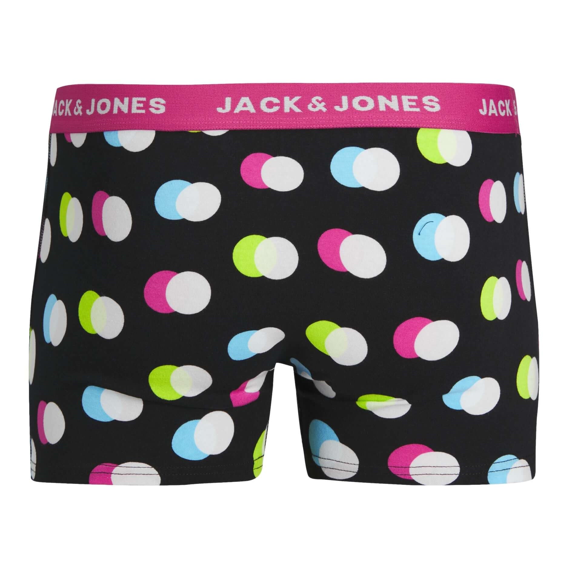 Jack & Jones Jacreese Trunks 5 Pack Cotton Stretch Boxers - Black, Print