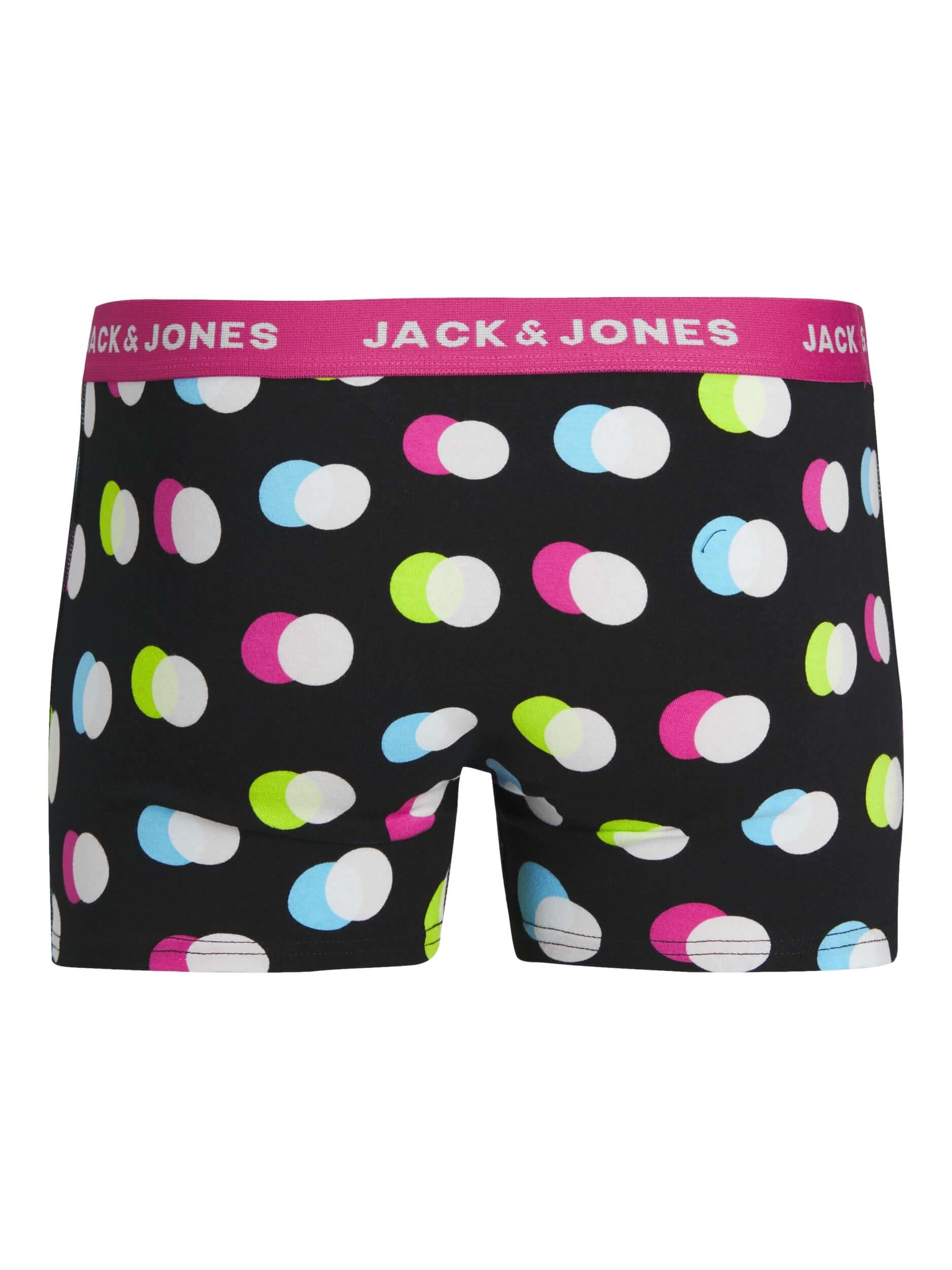 Jack & Jones Jacreese Trunks 5 Pack Cotton Stretch Boxers - Black, Print