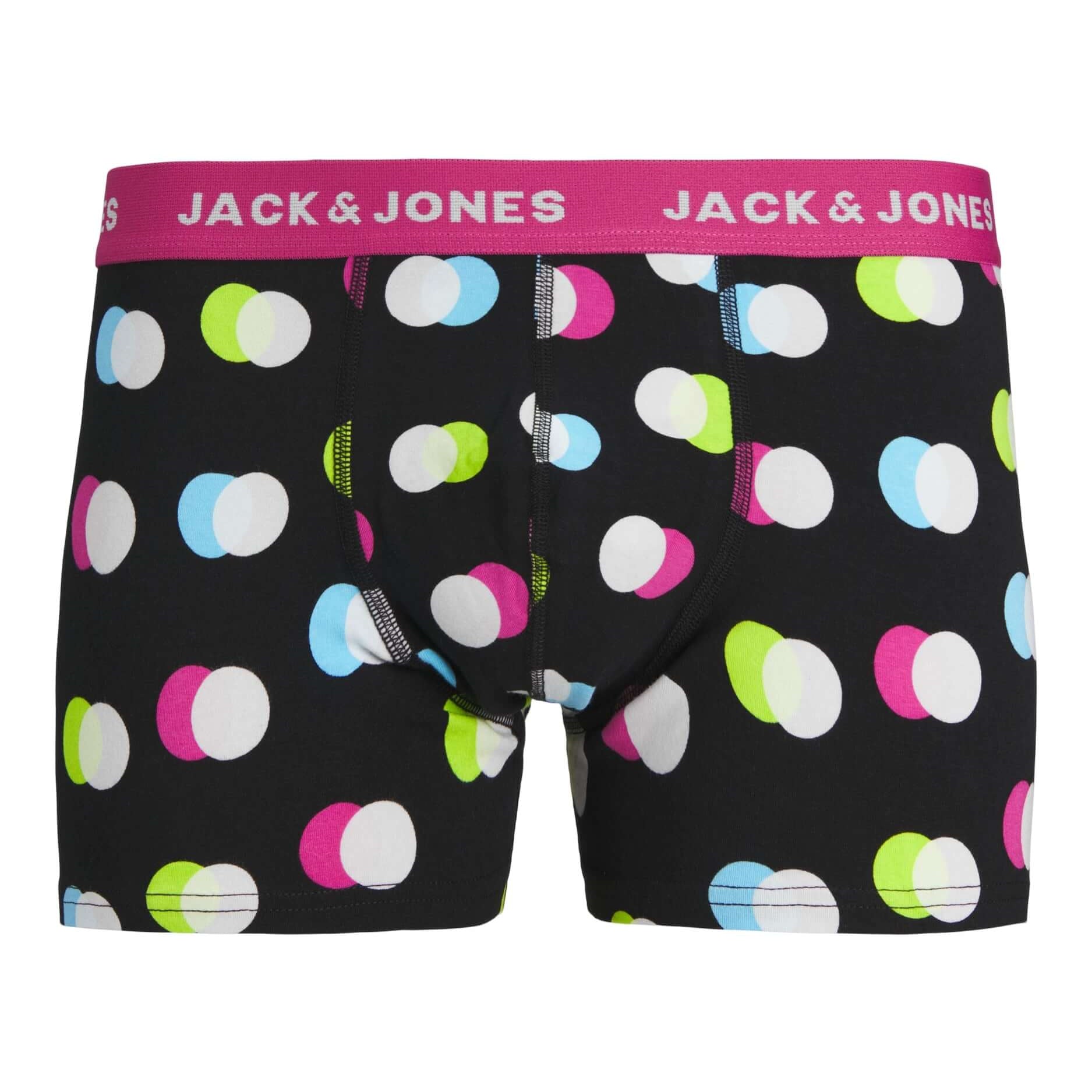 Jack & Jones Jacreese Trunks 5 Pack Cotton Stretch Boxers - Black, Print