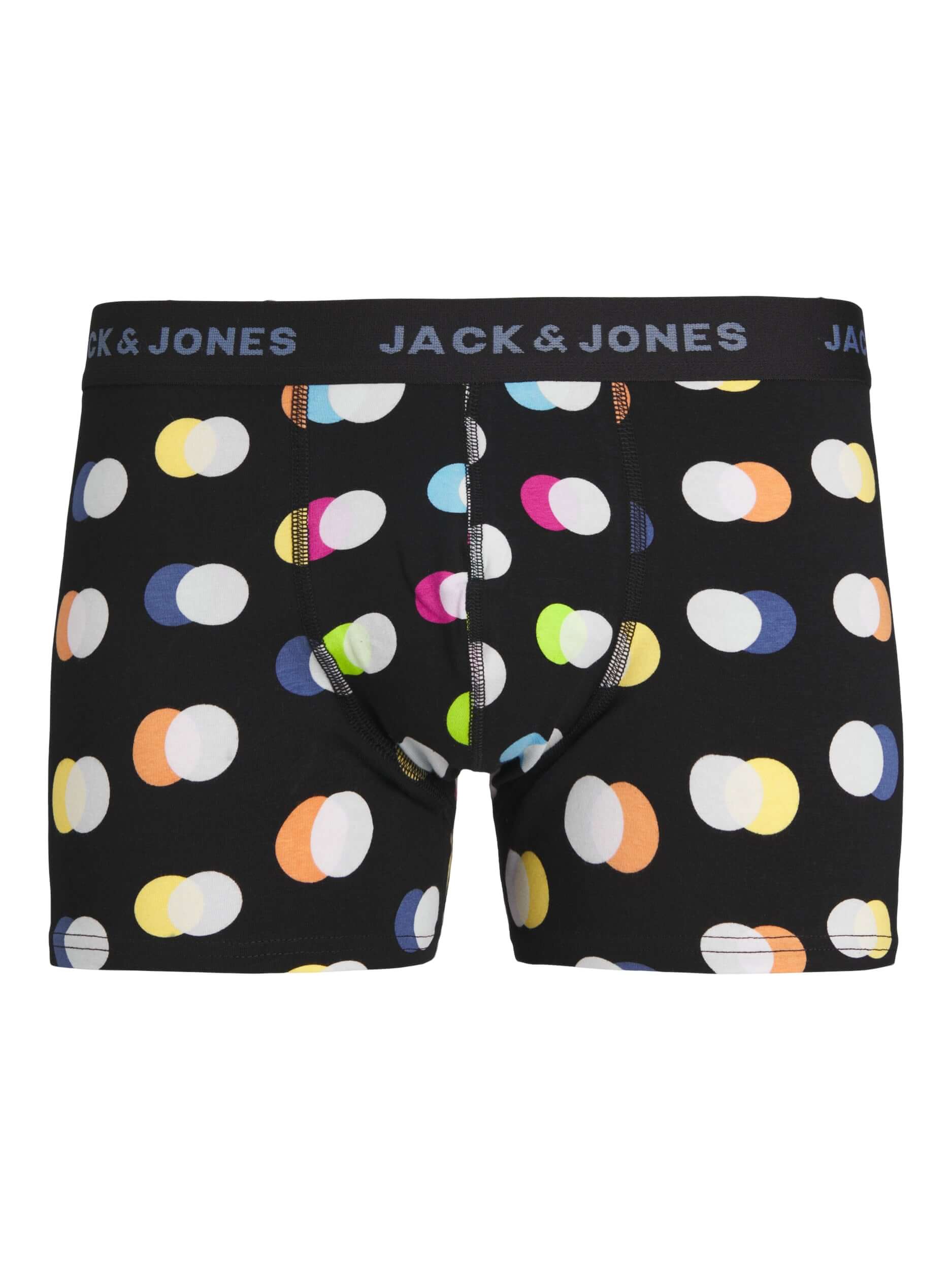 Jack & Jones Jacreese Trunks 5 Pack Cotton Stretch Boxers - Black, Print
