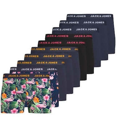 Jack & Jones Jacflamingo Trunks 10 Pack Cotton Stretch Boxers - Navy Blazer