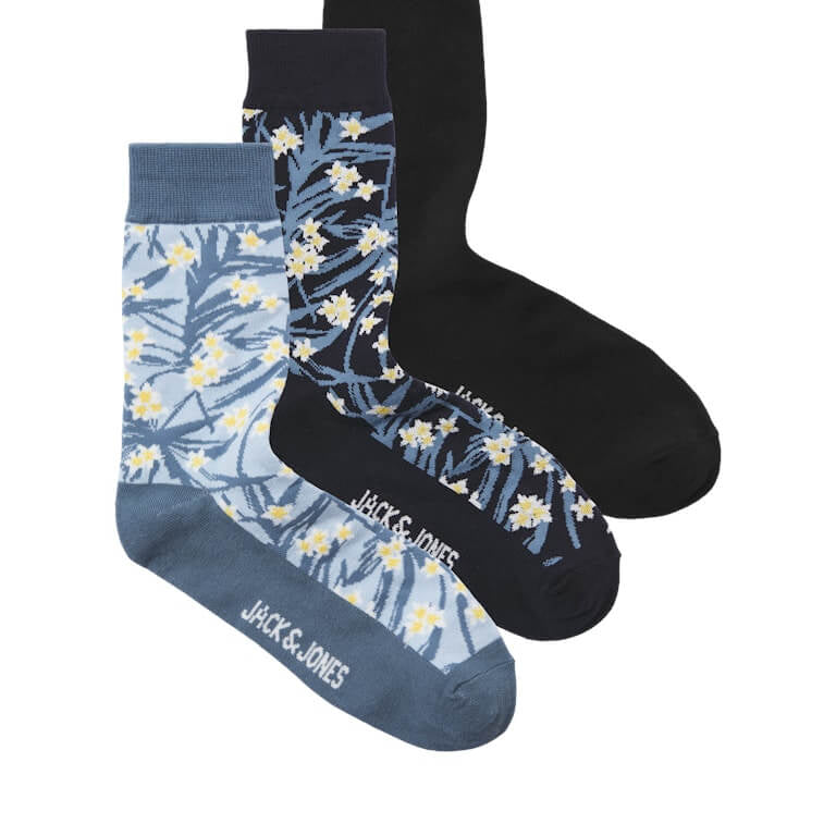 Jack & Jones 3 Pack Jackeith Sports Socks - Green/Blue/Black( 7-11 )