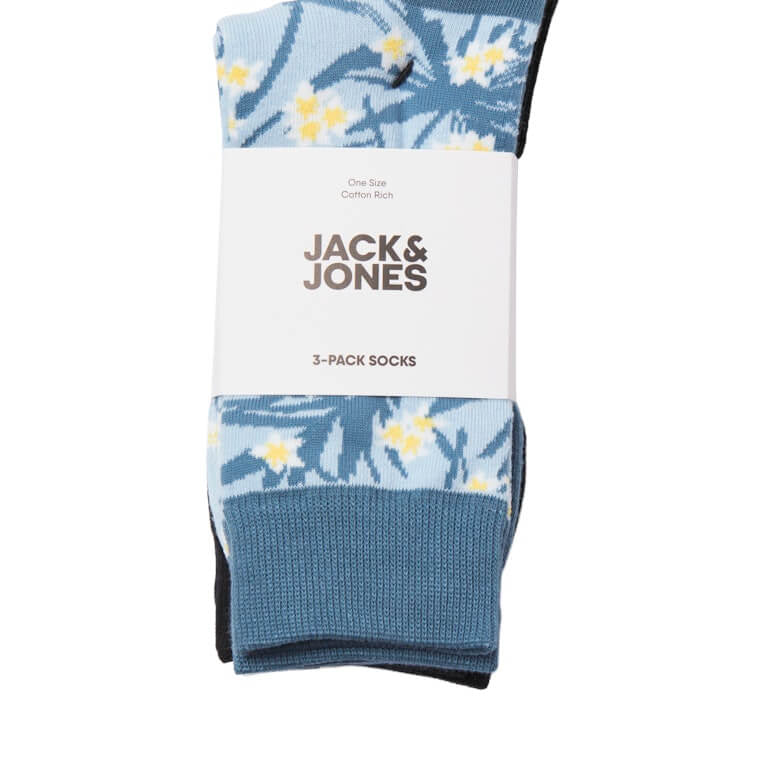 Jack & Jones 3 Pack Jackeith Sports Socks - Green/Blue/Black( 7-11 )