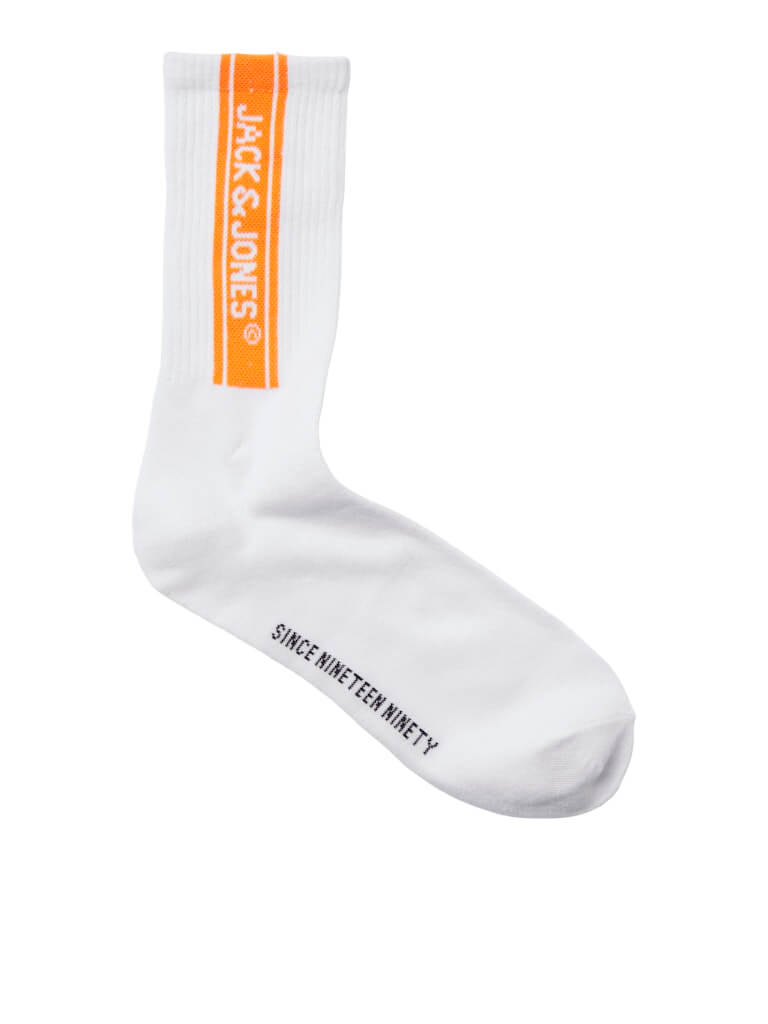 Jack & Jones 3 Pack Jacseth Sports Socks - White - Orange/Green/Blue ( Size 7-11 )